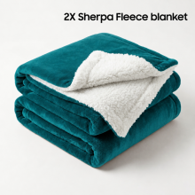 (2X King Blanket, Teal) Moonlight Reversible Sherpa Fleece Wool Blanket - Ultra Soft Warm Plush Throw