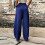 Women's Solid Blue Oversized Trousers with Elastic Waist 5