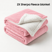 (2X King Blanket, Light Pink) Moonlight Reversible Sherpa Fleece Wool Blanket - Ultra Soft Warm Plush Throw