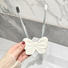 Ceramic Toothbrush Holder with Bow Design White