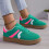 Suede Lace-Up Flat Loafers Comfortable Green Size 38 5