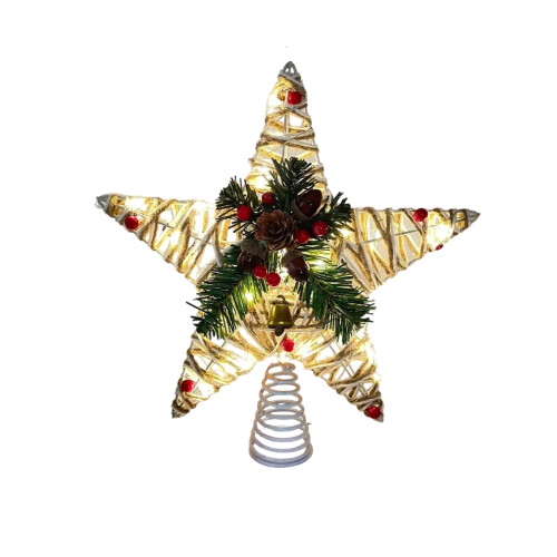 LED Wrought Iron Tree Top Star Decoration White 9.84x11.02 2