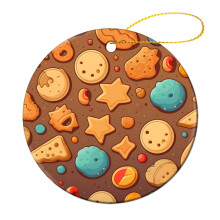 Ceramic Christmas Ornament Chocolate Cookie Design 1 Piece