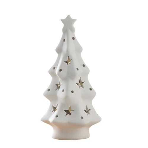 White Ceramic Christmas Tree with Lights 6 inches 1