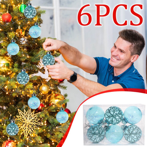 Gold Glitter Christmas Ornaments Set 6 pcs 2