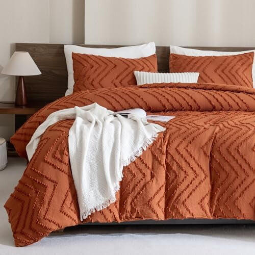 Burnt Orange Boho Comforter Set Queen 3-Piece 1
