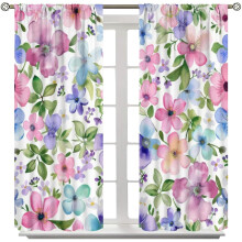 Watercolor Floral Curtains Rustic Wildflower Design 55x39