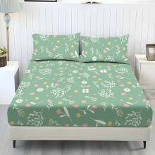 King Size Bedding Set Green Floral 3 Piece