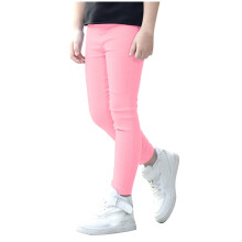 Girls Leggings Solid Color Snug Fit Elastic Waist 150 (7-8