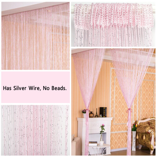LELINTA Tassel Drapery Bead Curtain Panel 2m x 1m Silver 1
