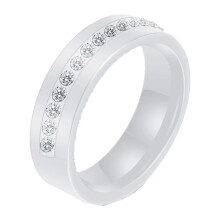 Women's Ceramic Ring with Cubic Zirconia Inlay Size 7