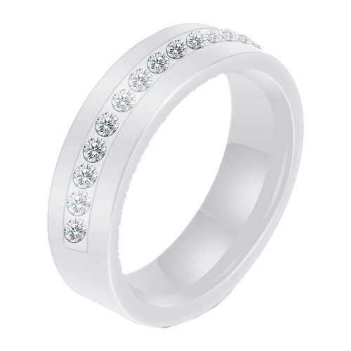Women's Ceramic Ring with Cubic Zirconia Inlay Size 7