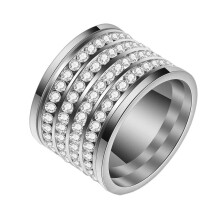 Women's Stainless Steel Wedding Band Ring with Cubic