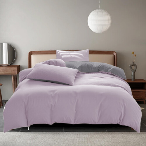 XIAOLE Cotton Bedding Set Purple 4-Piece 1
