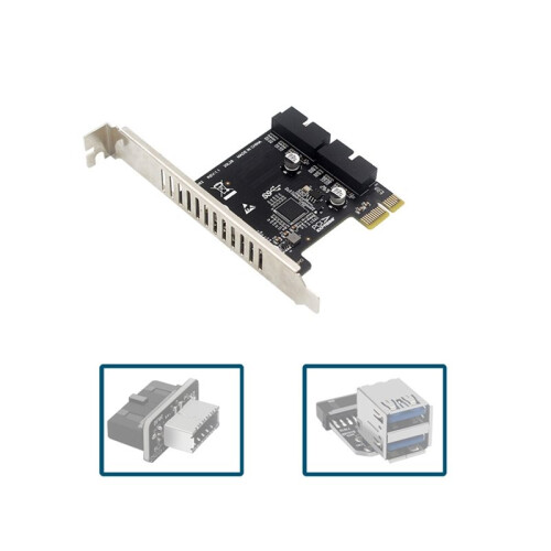 1 Pc PH62 Desktop PCI-E to USB 3.0 Expansion Card Front Panel 19/20-Pin Interface Cable, PCI-E to USB 3.0 Expansion Card 1