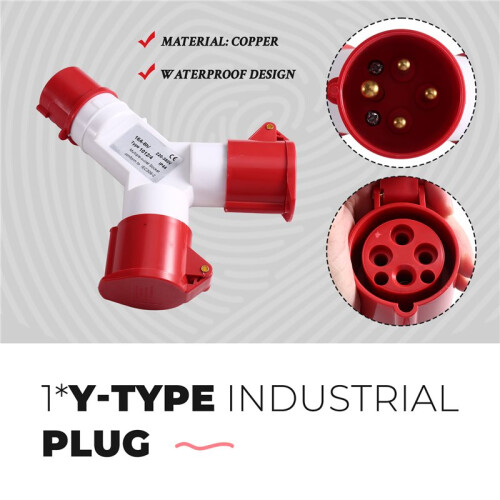 Y-Type Industrial Plug 16A 4 Pin 2 Way 220V IP44 Multi-Function Waterproof Industrial Field Plug Electrical Connector 2