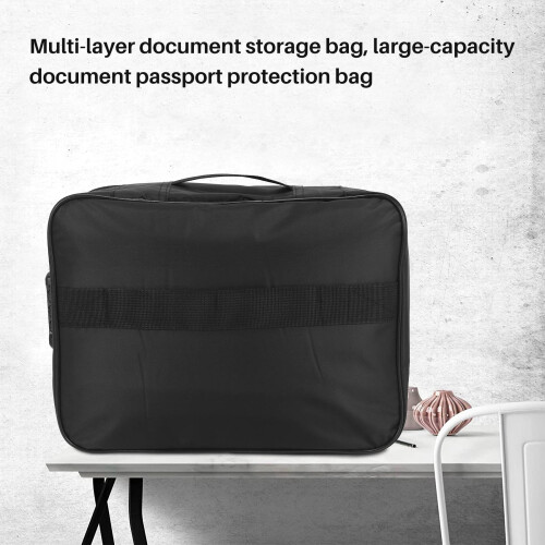 Important File Pocket Holder,Document Organizer Box,Oxford Waterproof Document Storage Bag with Safe Code Lock (Black) 1