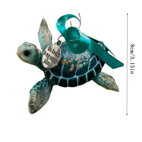 Sea Turtle Acrylic Ornament Beach-Themed 3.14In Blue 1