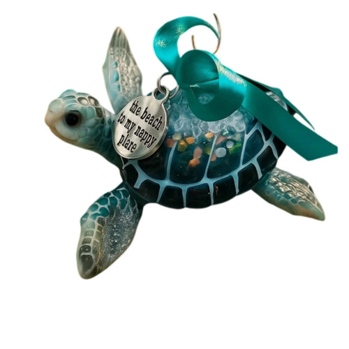 Sea Turtle Acrylic Ornament Beach-Themed 3.14In Blue 2