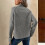 Knit Sweater Top Women Collared Dark Gray M 4