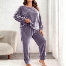 Women's Plus Size Flannel Pajama Set Long Sleeve Pants