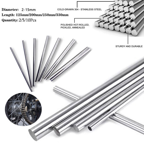 304 Stainless Steel Round Rod 3mm x 200mm 10Pcs 2