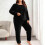 Women's Plus Size Flannel Pajama Set Long Sleeve Pants 1