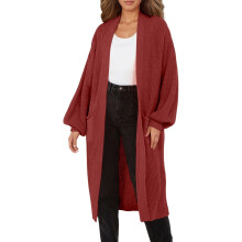 Women's Lightweight Knit Red Cardigan Fall Vacation Clothing