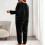 Women's Plus Size Flannel Pajama Set Long Sleeve Pants 4