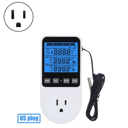Fully Functional Temperature Controller Socket Timer  Digital Thermostat Heating Cooling Regulator Thermometers US 1