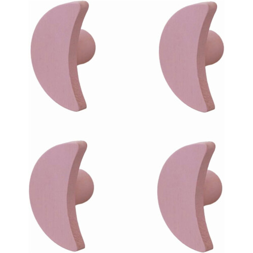Wooden Cabinet Handles Beech Moon Shape 4 Pcs