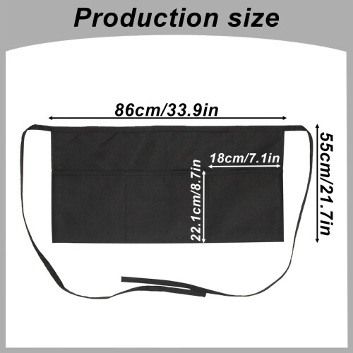 Waist Apron with Three Pockets for Restaurant Staff 2