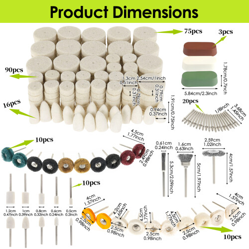 Polishing Buffing Wheel Kit Felt Wool Pads 237 pcs 1