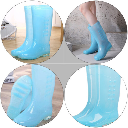 Unbranded Non-Skid Rain Boots for Men Waterproof Blue 1