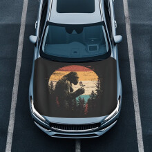 Forest Gorilla Car Hood Cover Polyester Elastic Fit