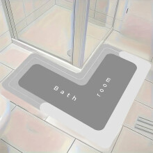 L-Shaped Non-Slip Bath Mat Memory Foam Velvet Fleece