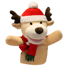 Soft Christmas reindeer hand puppet for kids 1 piece