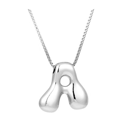 Bubble Letter Necklace Silver Gold Initial Pendant