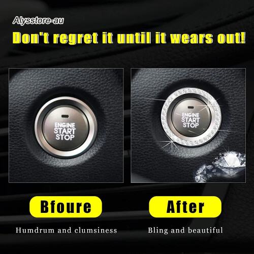 Crystal Rhinestone Car Start Stop Button Rings 2 PCS 1