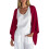 Women's Solid Cardigan Casual Top Red XXL 5
