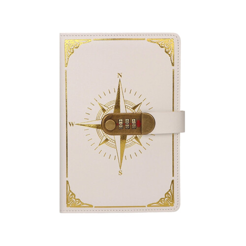 A5 Password Notebook Leather Cover Vintage Compass Design 1