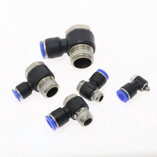 Hexagonal Air Pneumatic Pipe Connector L-Shaped BSP Male 2
