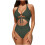 Women's one-piece swimsuit with drawstring waist and 2