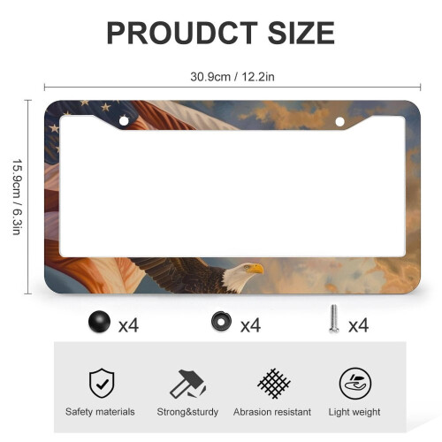 Bald Eagle American Flag License Plate Frames 2 Pack 2