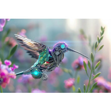 Futuristic Robot and Hummingbird Wooden Jigsaw Puzzle 300