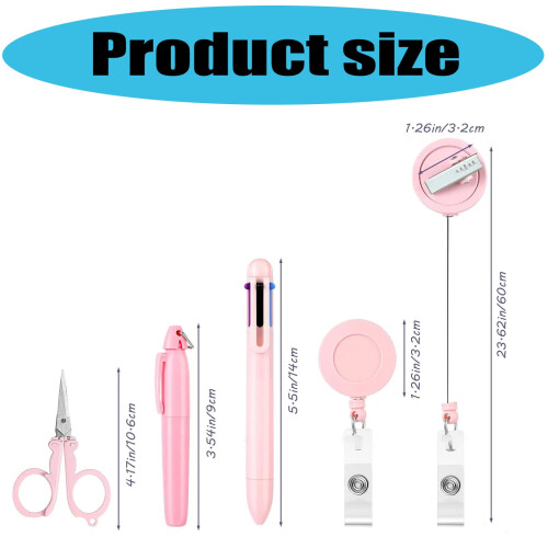 Nurse Accessories Set Retractable Badge Holder Pen Scissors 2