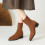 Women's Knitted Ankle Boots Brown Pointed Toe Elastic Mesh 2