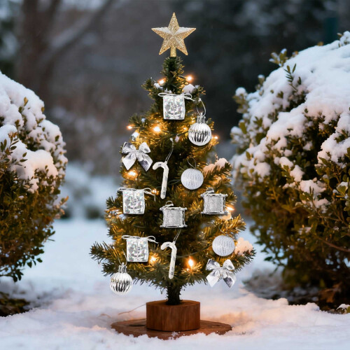 Christmas Tree Bauble Ornament Set Silver 24 pcs 1