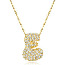 Bubble Letter Necklace 18K Gold Plated Initial Pendant