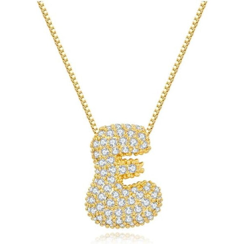 Bubble Letter Necklace 18K Gold Plated Initial Pendant